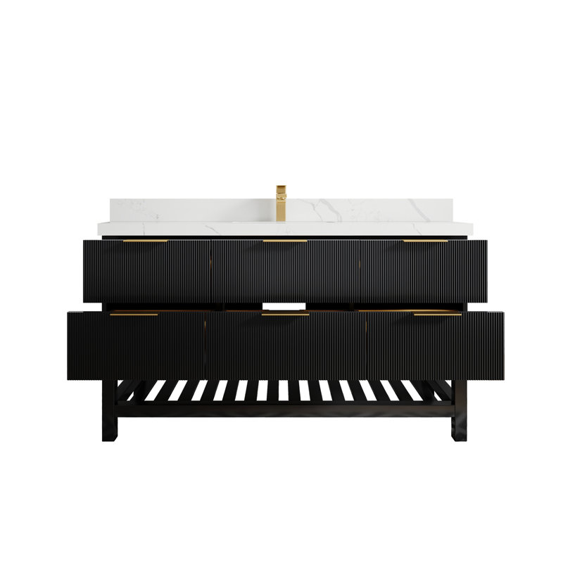 Ensemble de meuble-lavabo simple 60 po Charlynda, Calacatta Laza