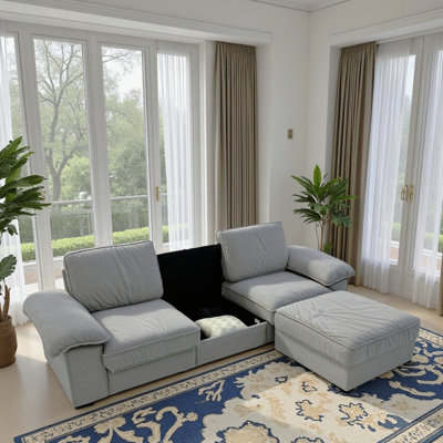 Canapé modulaire rembourré en L 105,5 pouces, canapé en tissu moderne avec méridienne et repose-pieds, canapé profond et confortable pour le salon, les meubles d'appartement