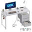 Metal Base Computer Desk with Power Outlet-402340379