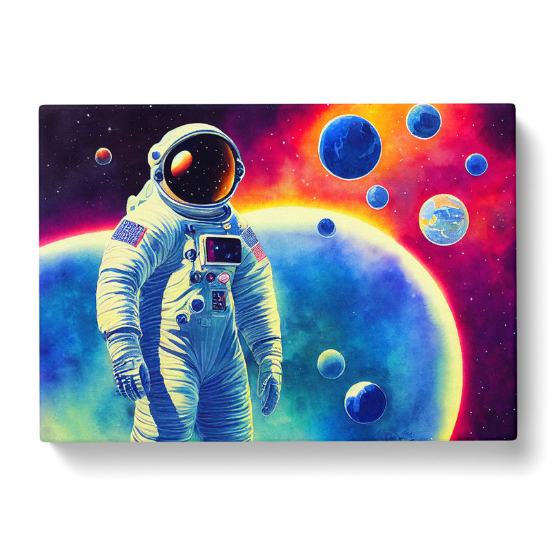 XXX-H1022-WF-2054X Colourful Astronaut Vol.4 - Wrapped Canvas Print, 35cm H x 50cm W x 3cm D