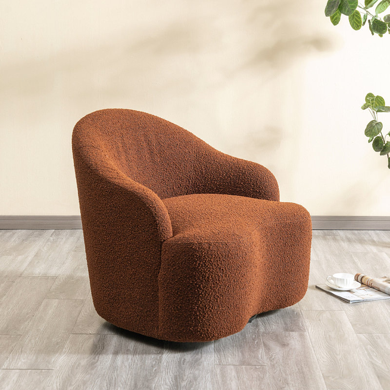 Fauteuil demi-tonneau pivotant 34 po, Mélange de polyester brun