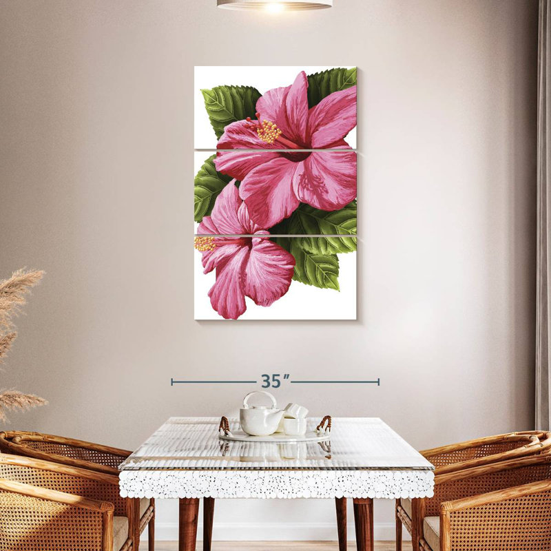 Vivid Pink Hibiscus, 45" H x 28" W