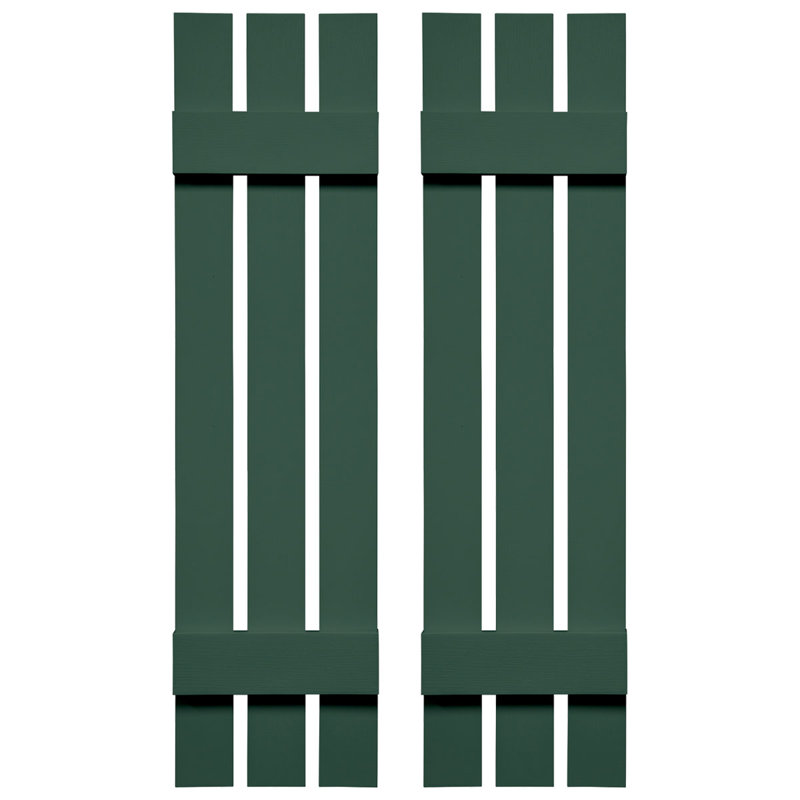 Builders Edge, paire de volets personnalisés à trois planches espacées, planche-n-lattes, 46 po, Vert forêt