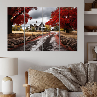 «Red Farmhouse Rustic Elegance III», ensemble de reproductions d'art mural en métal