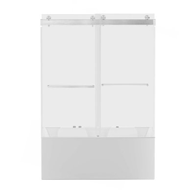 Frameless Double Sliding Tub Door, Bypass Tub Shower Door Soft Closing