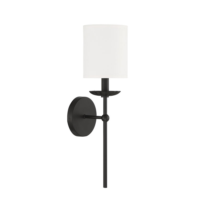Applique murale 1 lumière Meridian en noir mat, Noir mat, Blanc