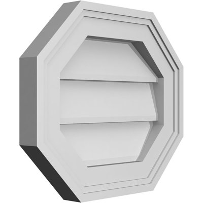 Horizontal Elongated Octagon Surface Mount Signature Urethane Non-Functional Gable Vent Primed Tan