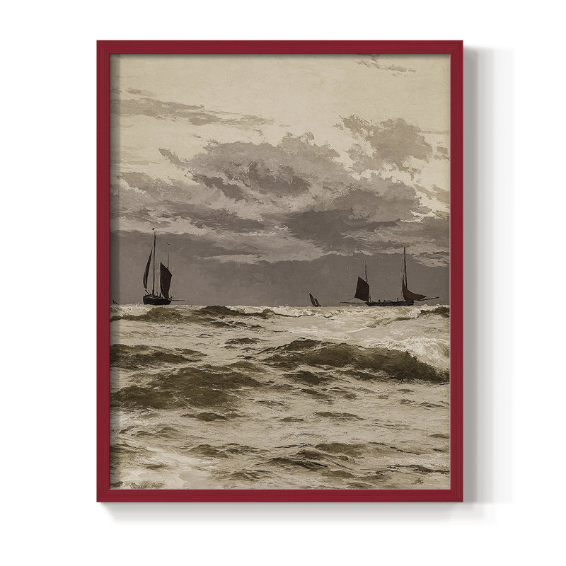 «Vintage Landscape CCXXVII», reproduction encadrée - bois massif, H 11 po x l 9 po, Rouge