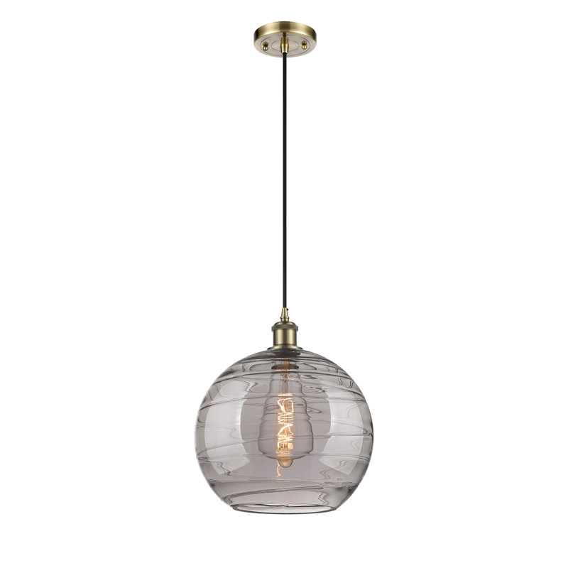 Luminaire suspendu à 1 lumière Carner, H 17,75 po x l 12 po x P 12 po, Laiton antique