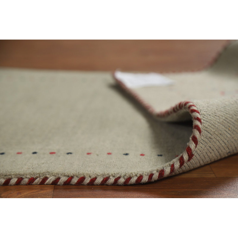 Handmade Wool Gabbeh Style Indian Runner Rug 3x8