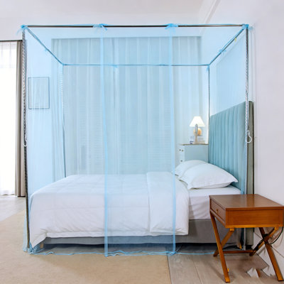 Princess Lace Canopy Mosquito Net 4 Corners Tieback Design Foldable Bedding Netting for Home Decor Camping Travel​ Home Decor Canopy Netting​（Only mosquito nets, not including poles）
