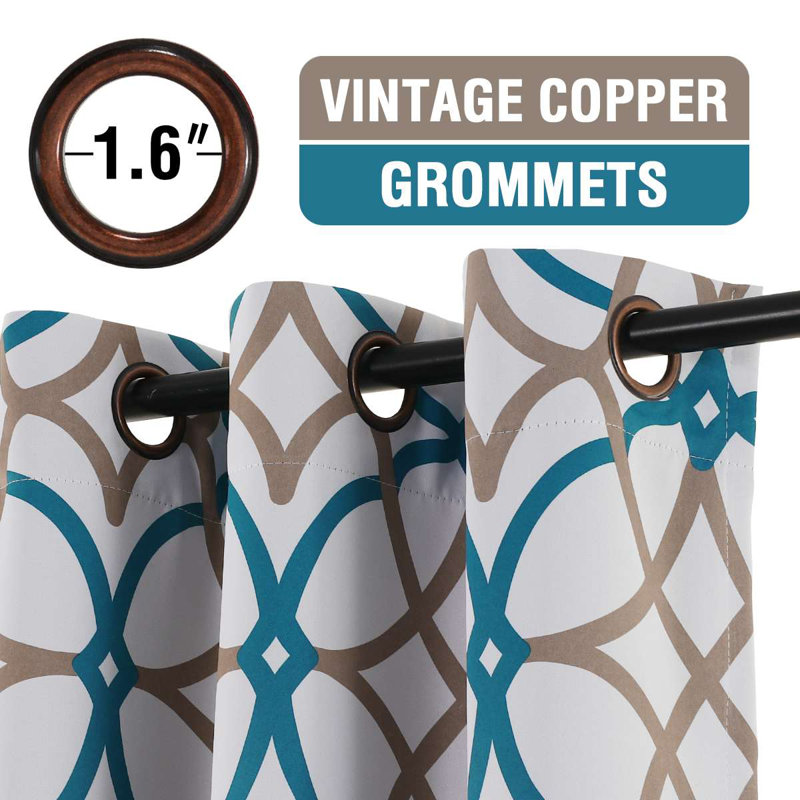 Blackout Curtains Printed Design 2 Panels Set Thermal Insulated Curtains for Bedroom Living Room Geometric Modern Grommet Window Drapes
