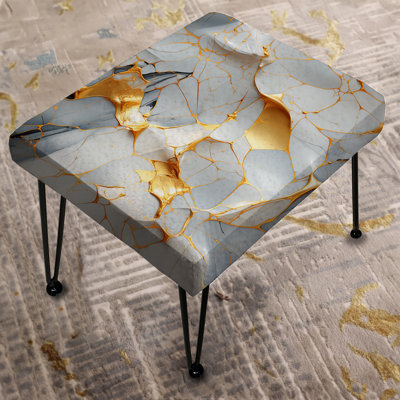 Gilded Gold And White Luxe Marble Opulence - Marble Rectangle Ottoman