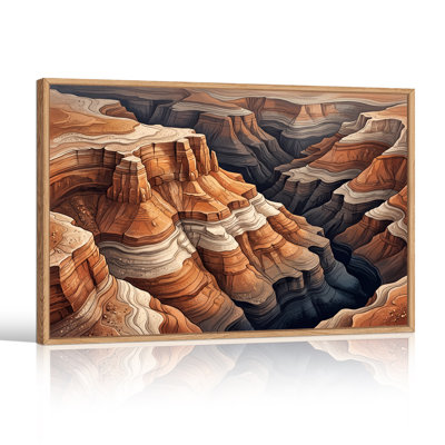 Stylized Layered Canyon Rock Formations in Earth Tones Canvas Wall Art