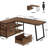 53-Inch Reversible L-Shaped Computer Desk With Drawers And Shelves, Industrial Home Office Workstation For Small Spaces, Rustic Brown