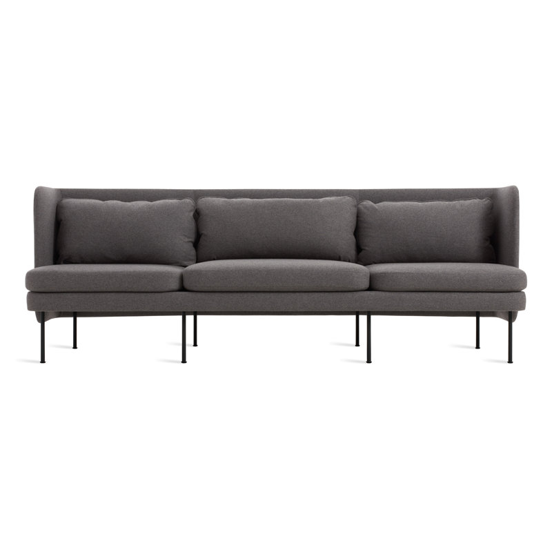 Bloke Sofa, Gabro Gray Wool Blend, 34" H x 95" W x 32" D, Oblivion