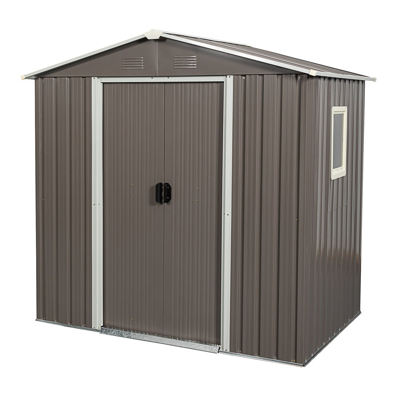 6Ft X 5Ft Outdoor Metal Storage Shed Gray With Window