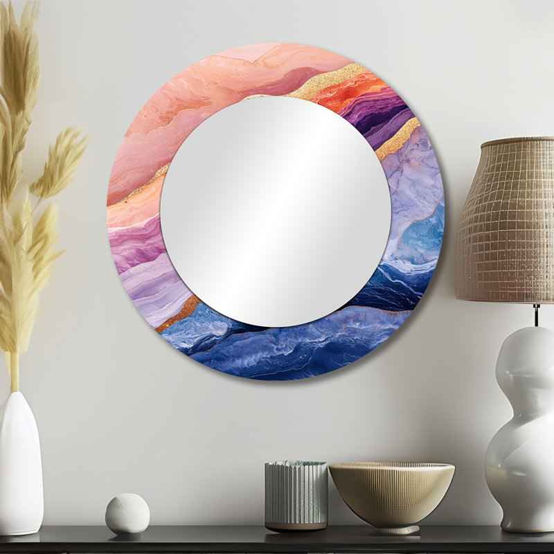 Améthyste, chuchotement du courant de cristal I - art mural miroir en cristal - imprimé sur métal, 23 po x 23 po