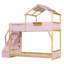 Lit superposé simple au dessus d'un lit simple avec escalier et lumières DEL 3 couleurs, rose-1141489685-1141489687