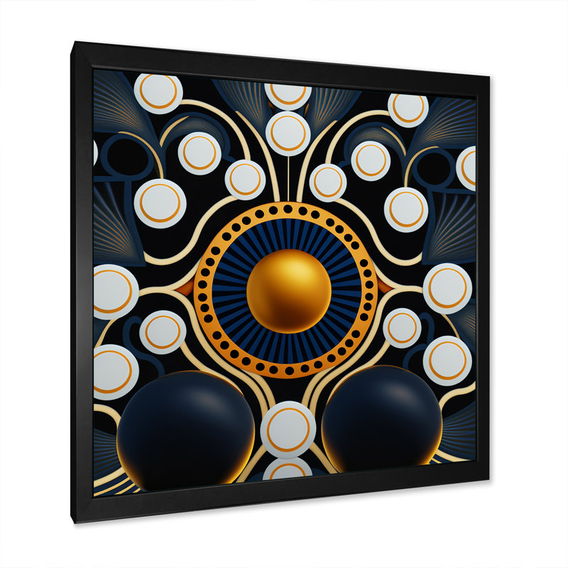 " Golden Globe Connections ", Black Picture Framed Canvas, 24" H x 24" W x 1" D