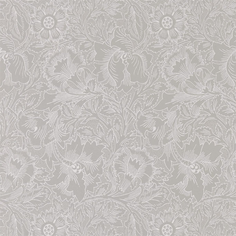 Pure Poppy Wallpaper, Dove/Chalk