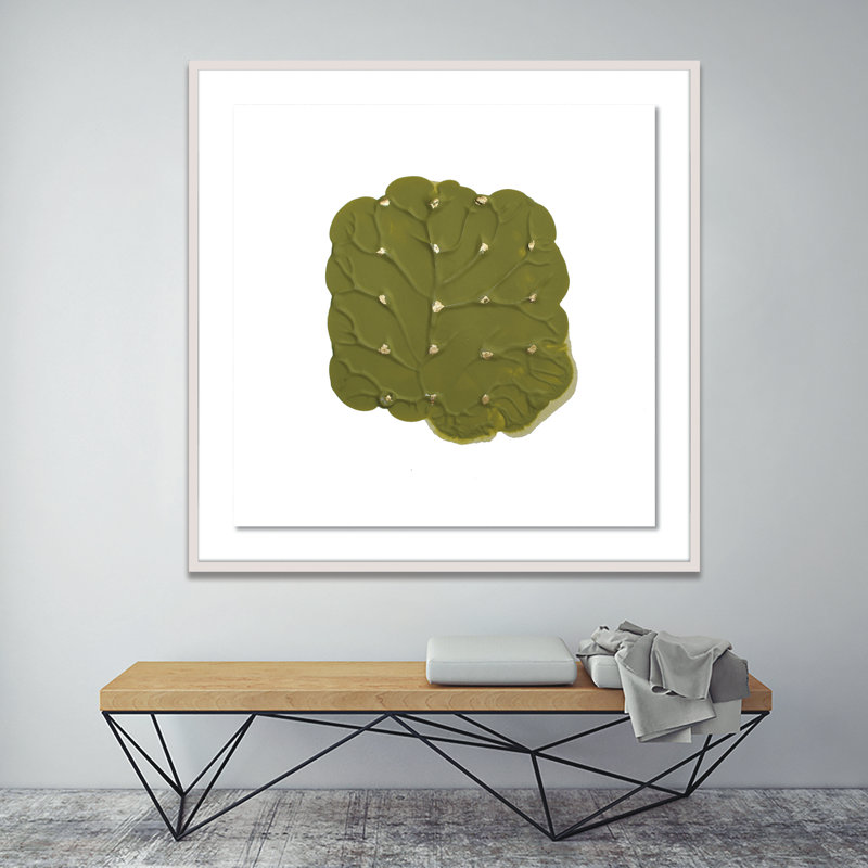Green Golden Imprint 1 Framed Graphic Art, 48" H x 48" W x 2.5" D, White Wash