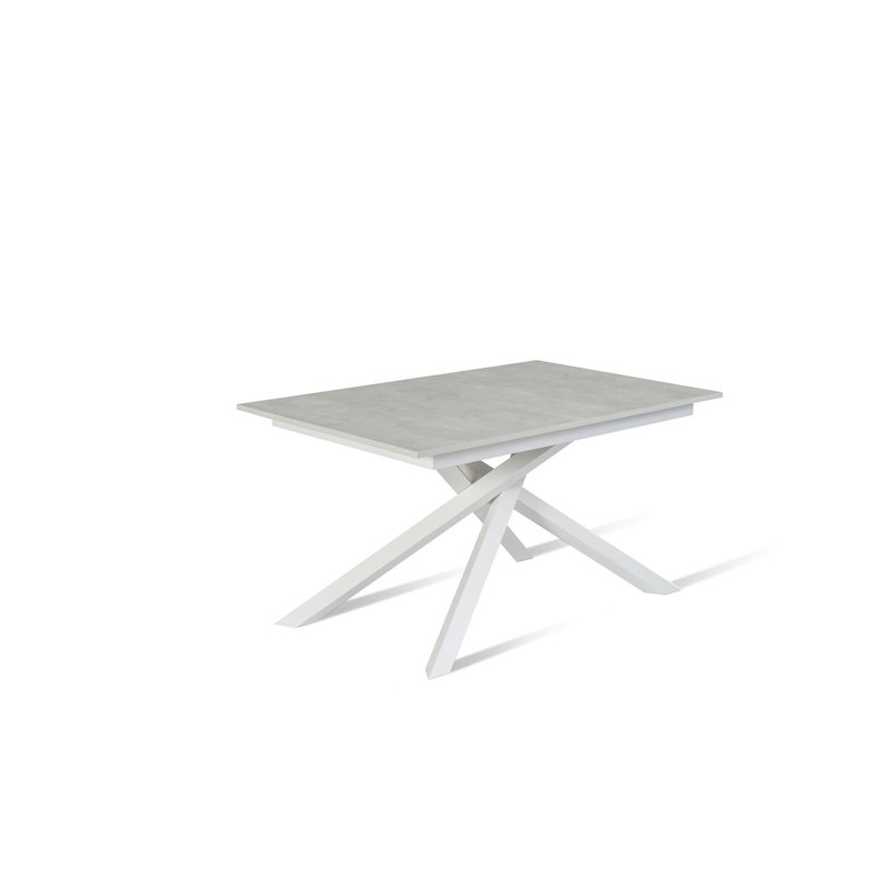 Daequon Extendable Oak Metal Base Dining Table, White, White