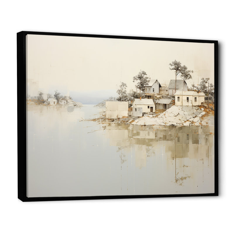 Lakehouse Tranquility sur toile, H 12 po x l 20 po x P 1 po, Cadre flottant noir