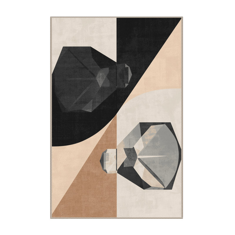 Tapis beige lavable à la machine Benson, 8 x 12
