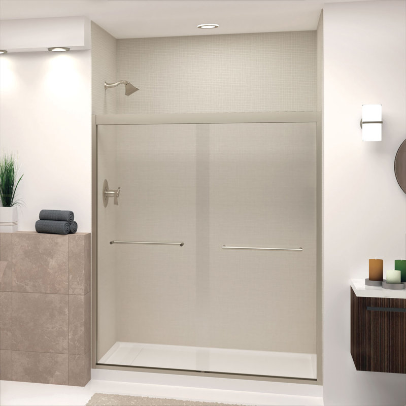 Porte de douche demi-cadre l 57,75 "x H 70" Frederick, Nickel