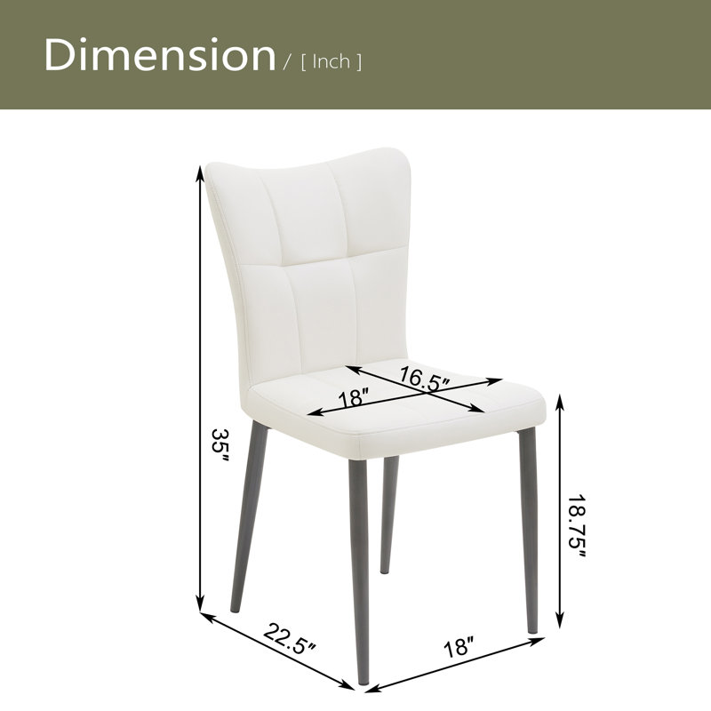 Ensemble de 2 chaises de salle à manger à haut dossier avec design ergonomique: structure en fer forgé, siège en cuir et coussins en éponge à rebond élevé