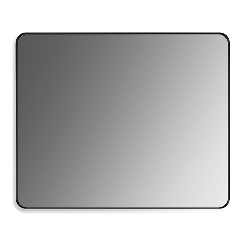 Metal Flat Wall Mirror, Matt Black, 30" H x 36" W