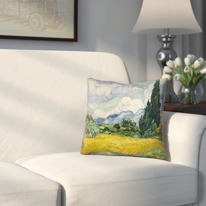 Housse de coussin 100% coton Vincent Van Gogh, 20 po x 20 po, Bleu/mauve, Housse de coussin seulement - sans coussin