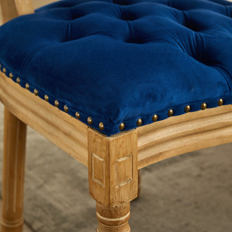 Chaise de salle à manger en velours, Bleu