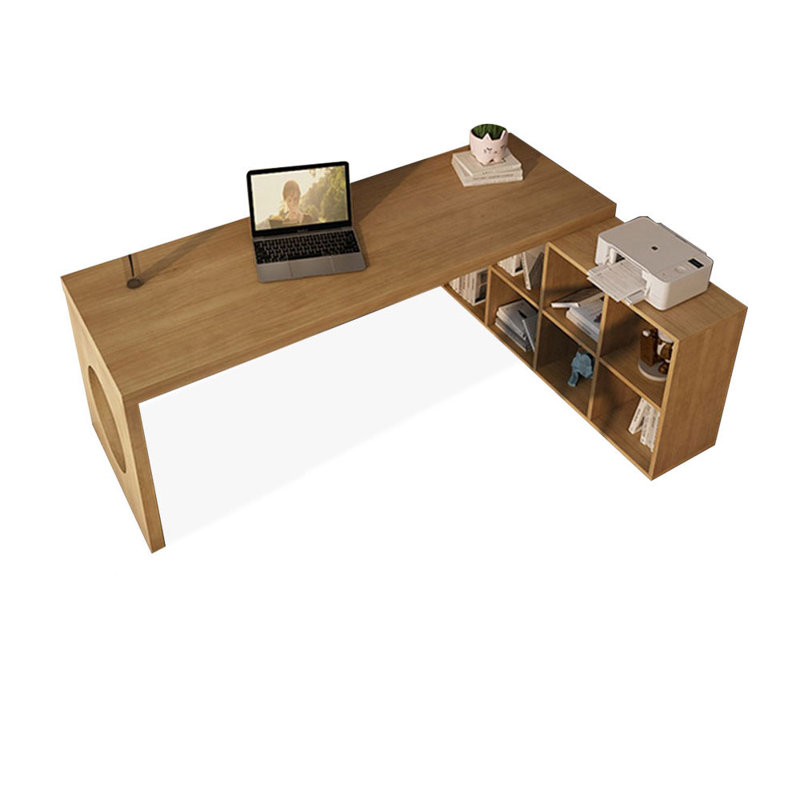 Burlywood L-Shaped Solid Wood desks, 29.53" H x 62.99" W x 55.12" D, Right Hand Return