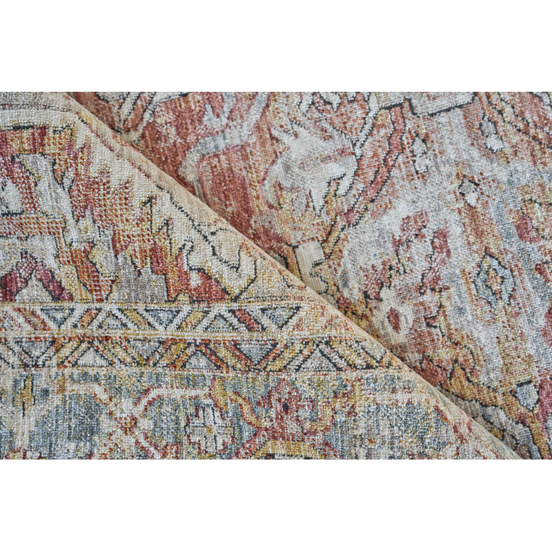 Antique Loom Rust/Black Polyester powerloom Area Rug, Rectangle 2' x 3'
