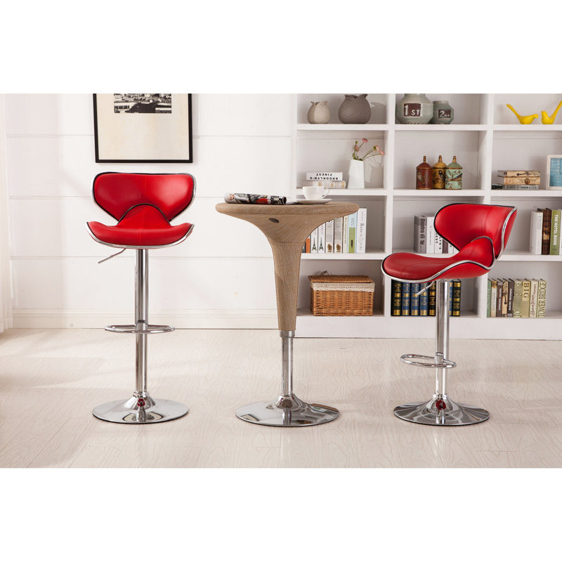 Revêtement pivotant rouge, de 2 - réglable, base, siège en similicuir, décoration élégante 2, siège confortable et design élégant