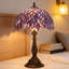 Lampe de table en verre coloré de style Tiffany avec base en bronze antique - lampe de lecture fabriquée à la main pour la chambre à coucher, le salon ou le bureau