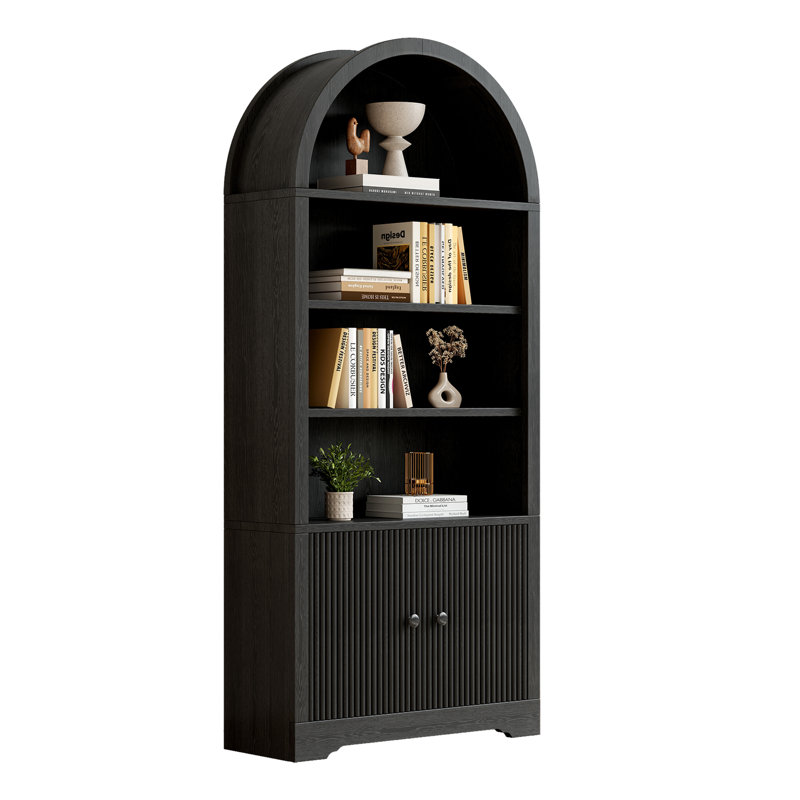 70.08"H Arched Storage Bookcase, Black