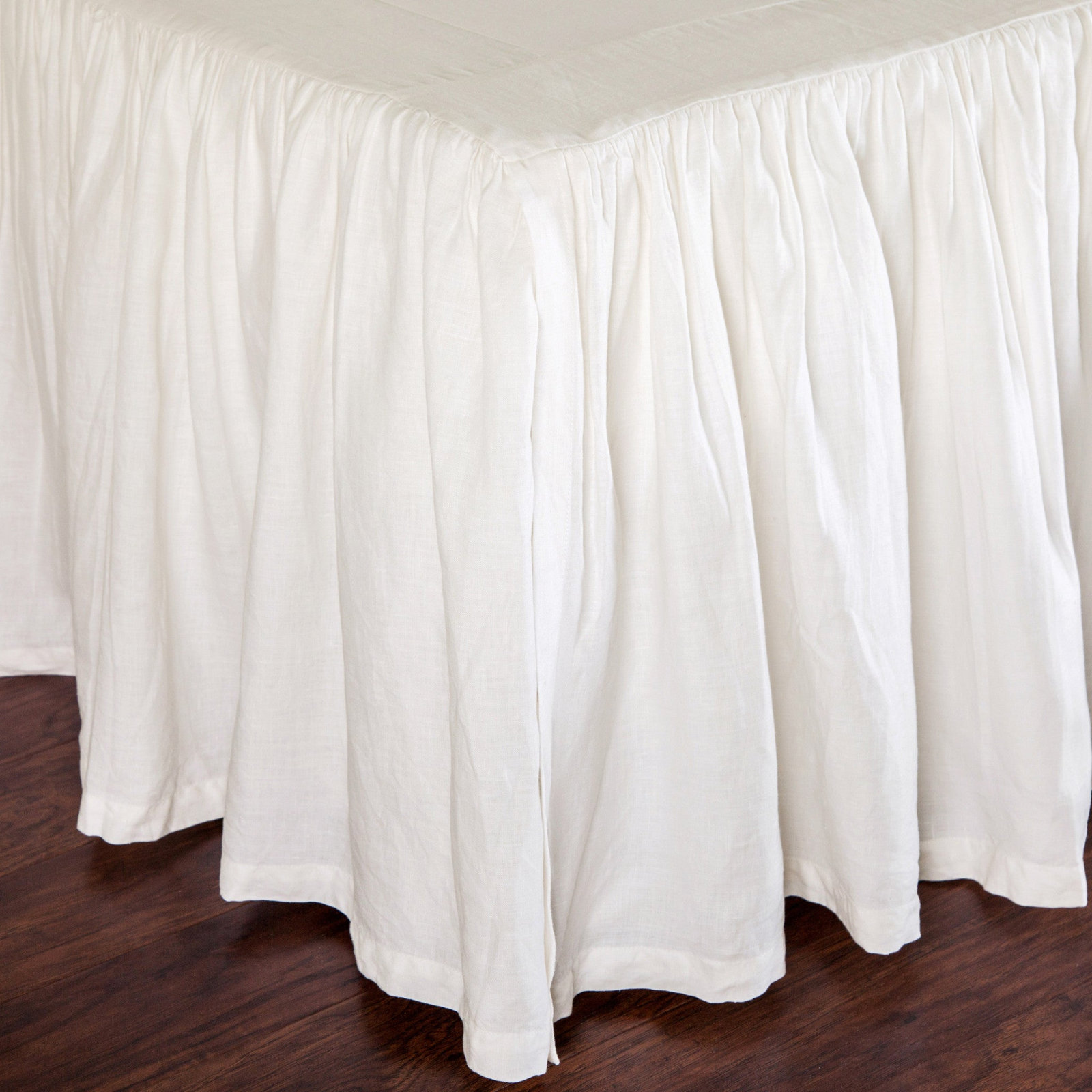 Linen Ruffled Bed Skirt, King, Flax