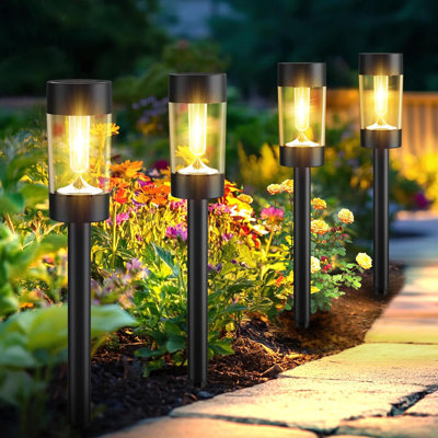 Paquet de 12 lumières de sentier solaire blanc chaud - éclairage de paysage extérieur imperméable pour l'allée de jardin