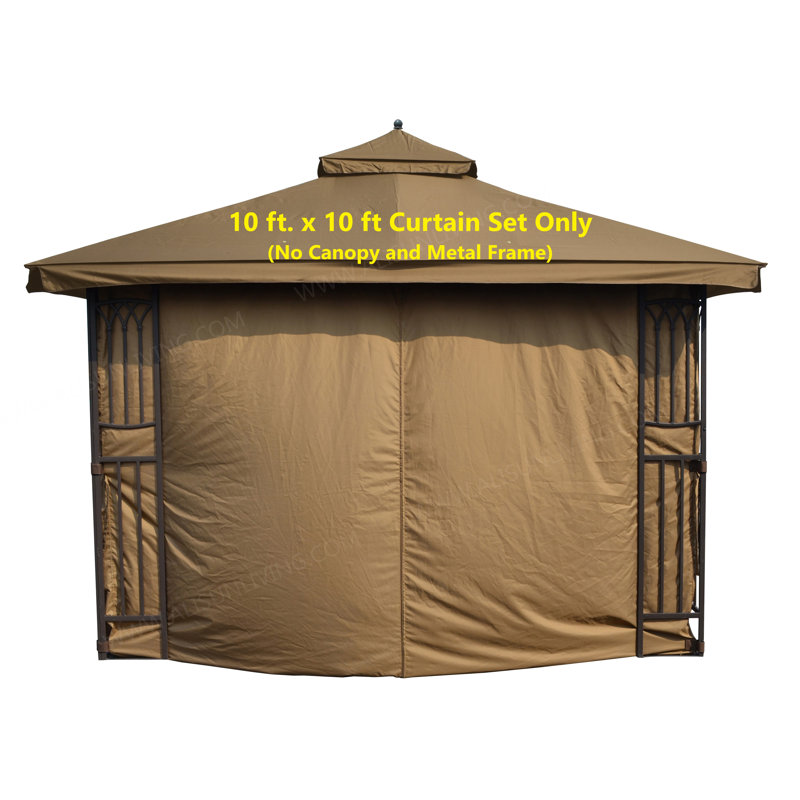 Beige Polyester Privacy Curtain Set for 10' x 10' Gazebo