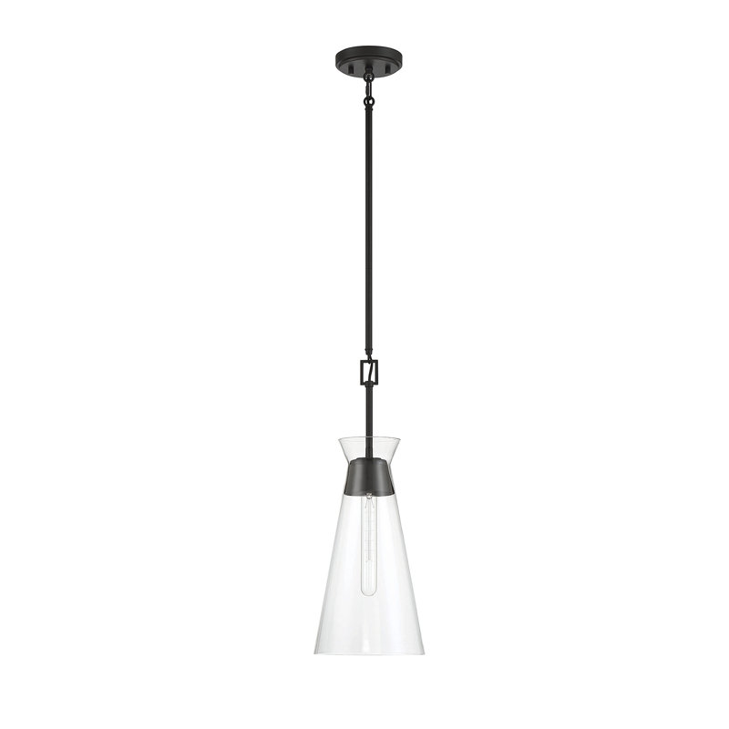 Luminaire suspendu 1 lumière Savoy House Lakewood en noir mat, Noir mat