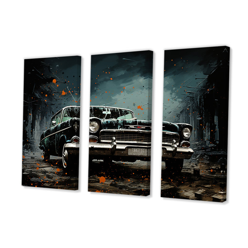 «Abstract Car Vintage», ensemble d'art mural rétro, H 40 po x l 60 po