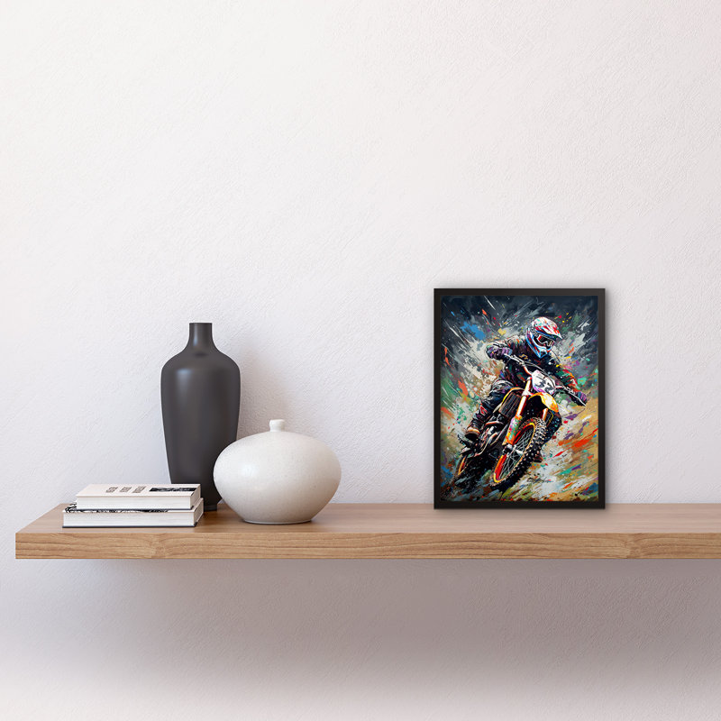 Goufes Motocross Race Action Shot Splat Portrait - Single Picture Frame Print
