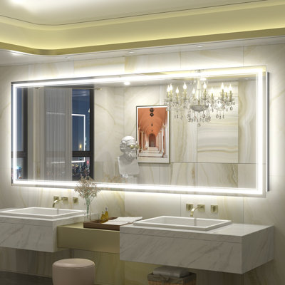 UL Certified Front & Back LED Anti-Fog Tempered Glass Bathroom/Vanity Mirror - Basics by Wayfair™
