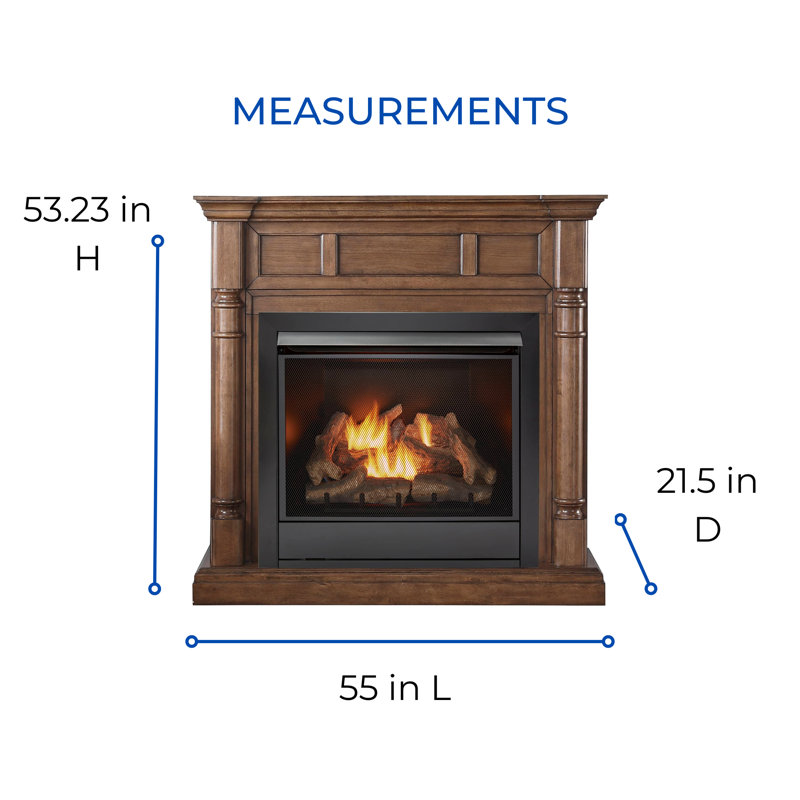 Duluth Forge Full Size Dual Fuel Ventless Gas Fireplace With Mantel - 32,000 BTU, Remote Control,, Walnut