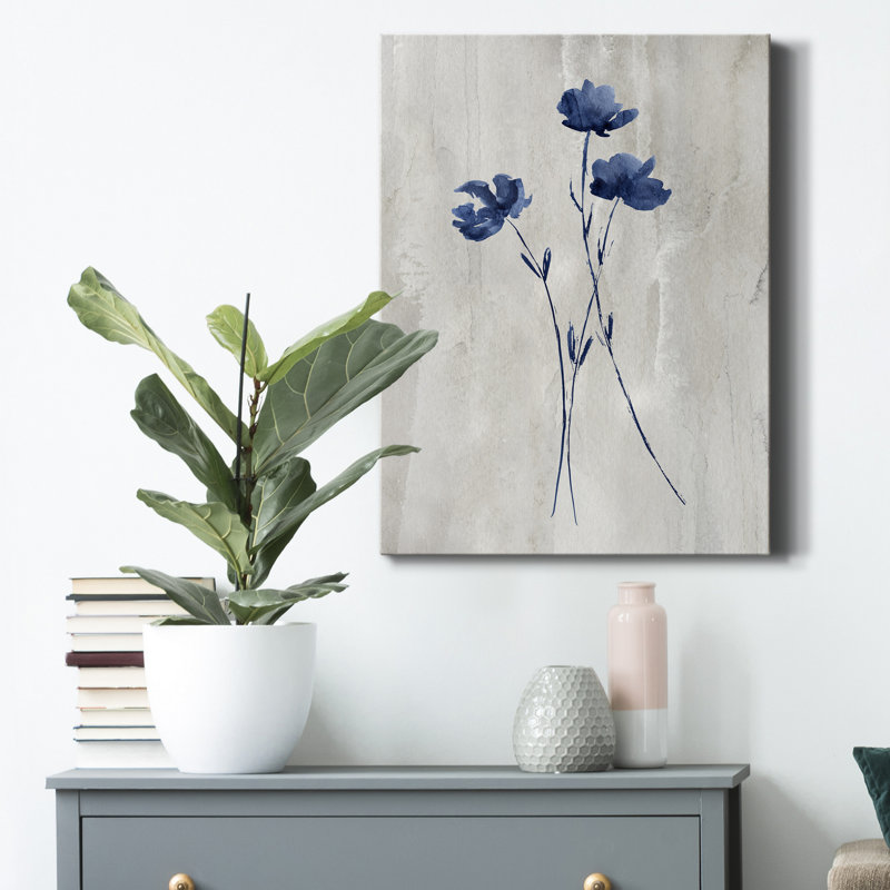 Indigo Botanical III - impression sur toile tendue, H 12 po x l 8 po x P 1,5 po