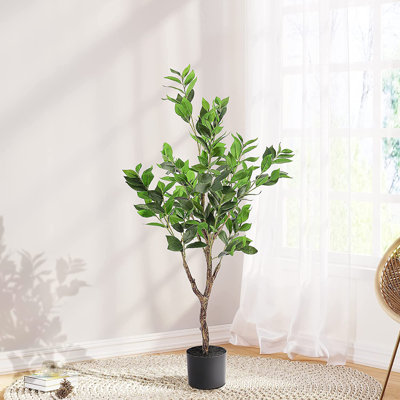 120cm Faux Laurel Tree in Cement Pot
