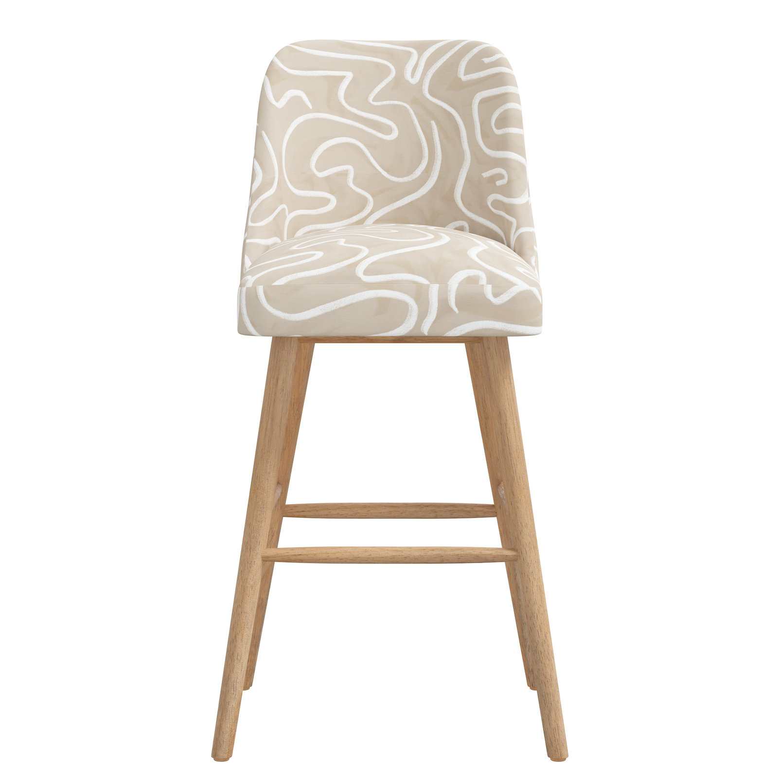 Gallie Bar & Counter Stool, Natural Wood, Bar Stool (31” Seat Height), Evelyn Natural Asbtract